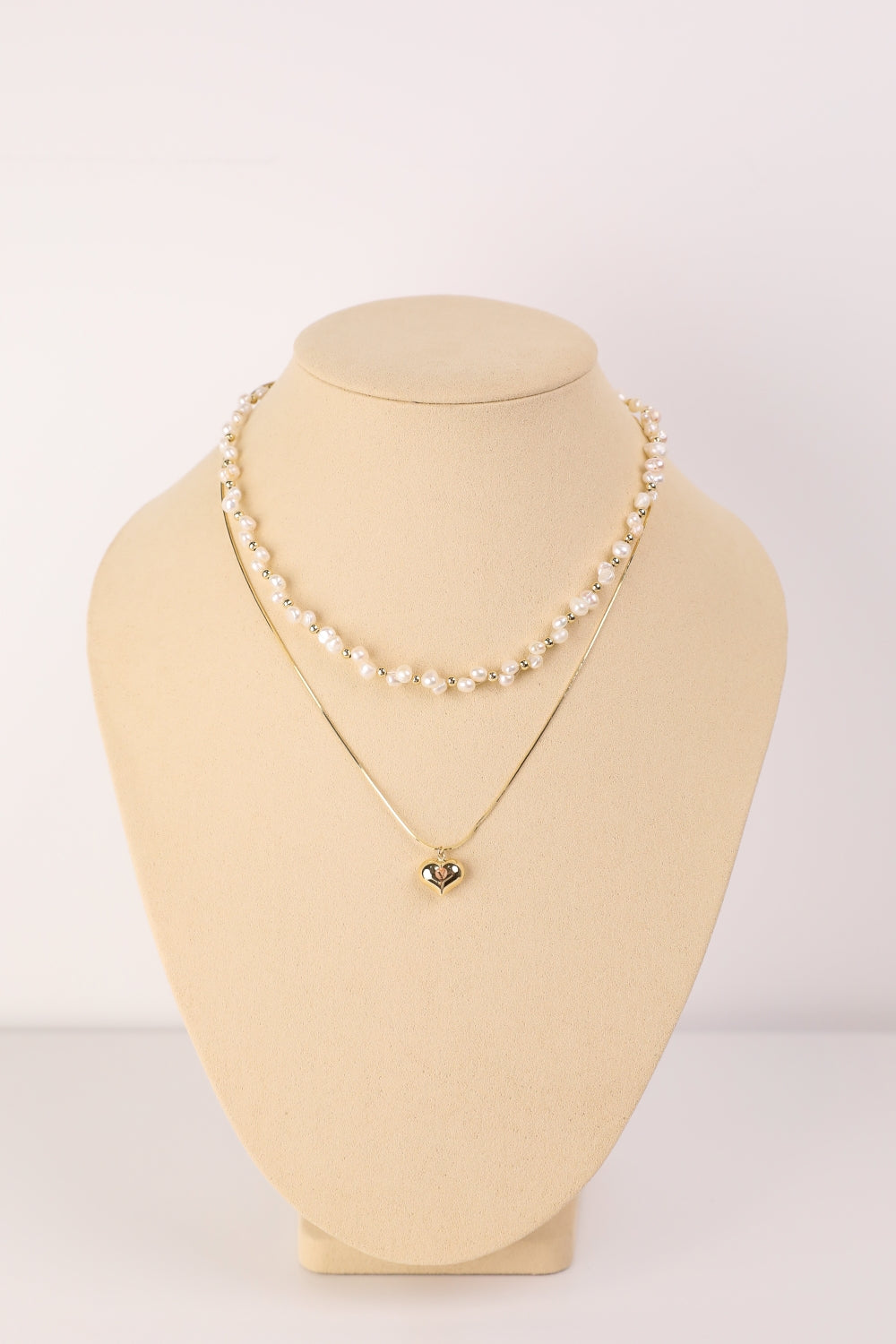 Pearl Layered Double Chain Necklace