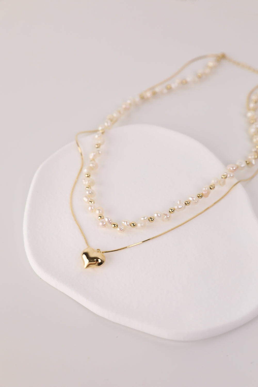 Pearl Layered Double Chain Necklace