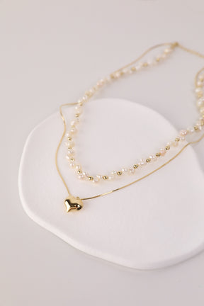 Pearl Layered Double Chain Necklace