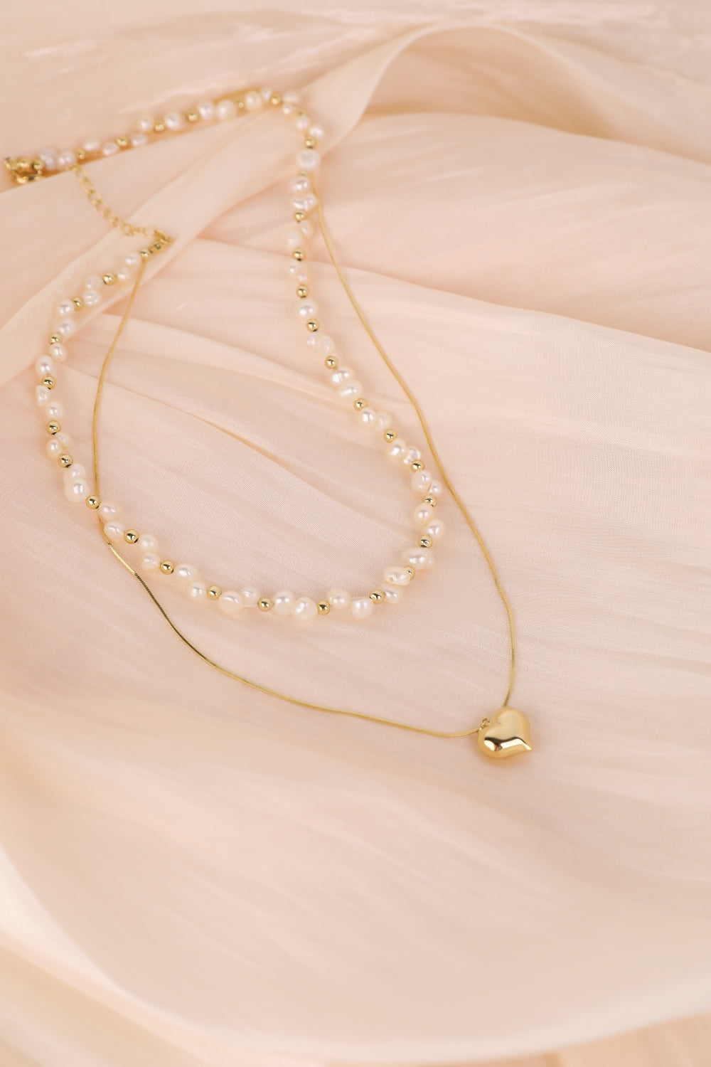 Pearl Layered Double Chain Necklace