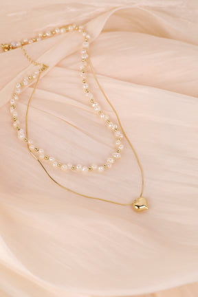 Pearl Layered Double Chain Necklace